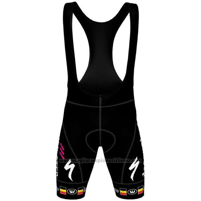 2021 Abbigliamento Ciclismo Deceuninck Quick Step Nero Giallo Rosso Manica Corta e Salopette